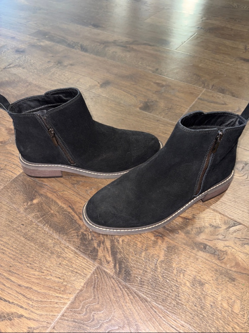 Crown Vintage Black Suede Ankle Boots 9.5 Side Zip Chukka Booties - Picture 4 of 8